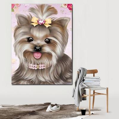 Diamante ricamo cane Yorkshire pittura diamante rotondo completo animale strass punto croce