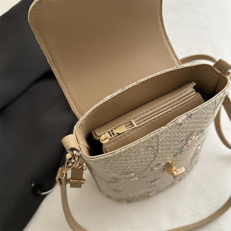 Lace Woven Straw Woven New Fashionable and Fresh Sling-shoulder Bag Women's Small Bucket Crossbody Bag Handbags
