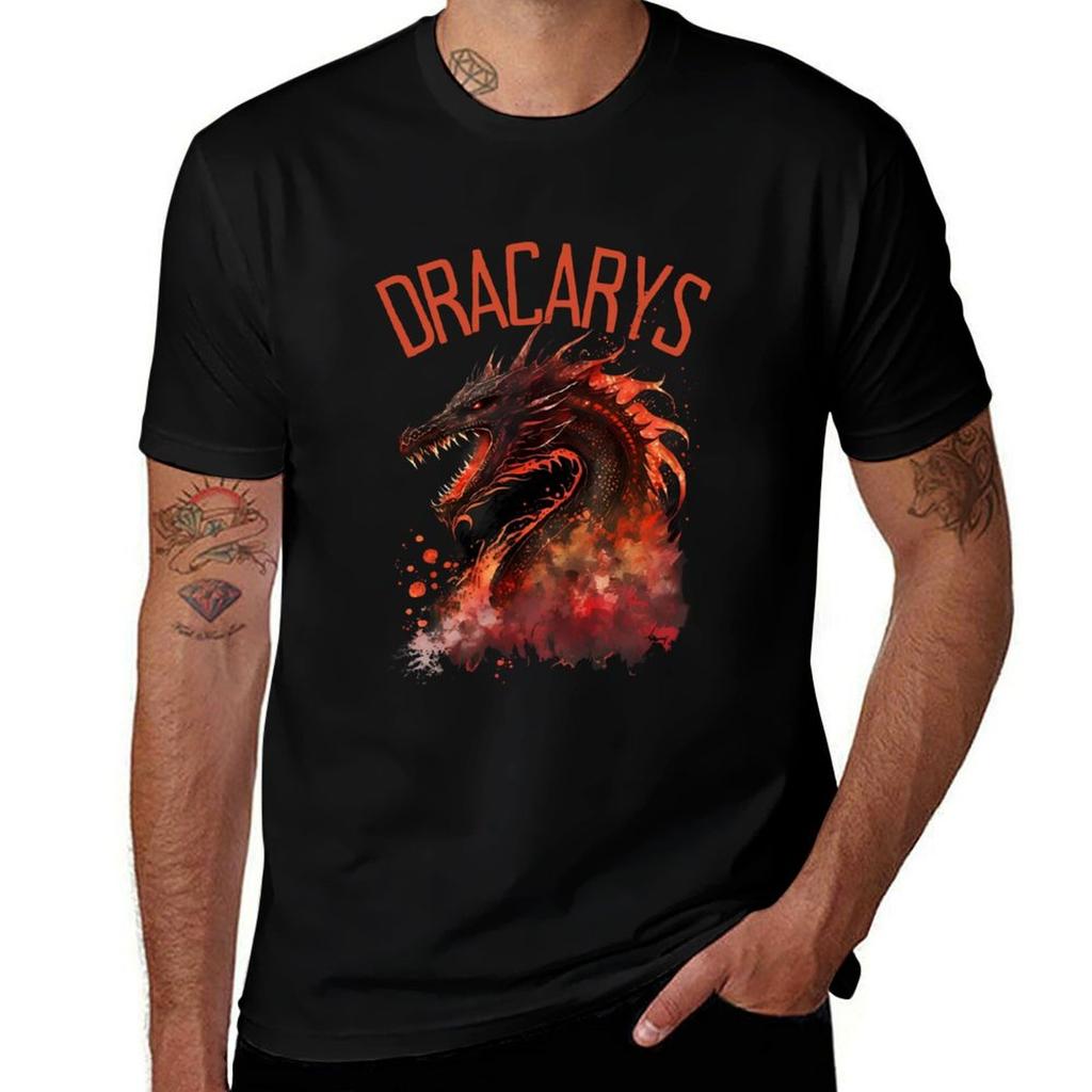 Dracarys - Dragon - Fire and Blood - Fantasy Dragon T-Shirt t shirts for man pack white man t shirt cotton high quality T-Shirt