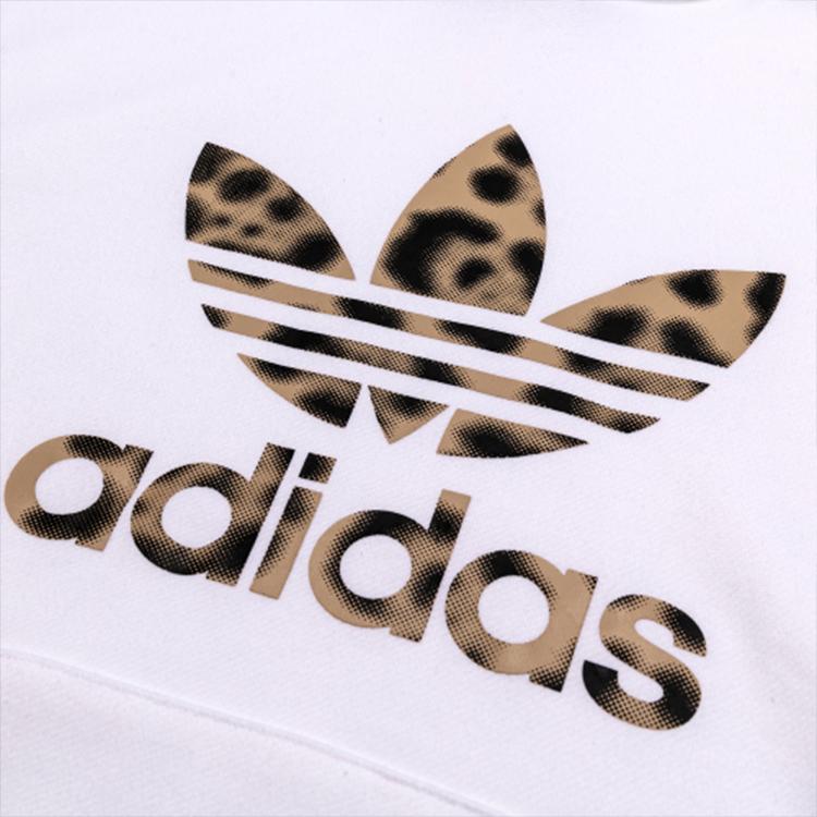 Adidas Originals Trefoil Leopard Print Logo Hoodie Men Outerwear White GT4361