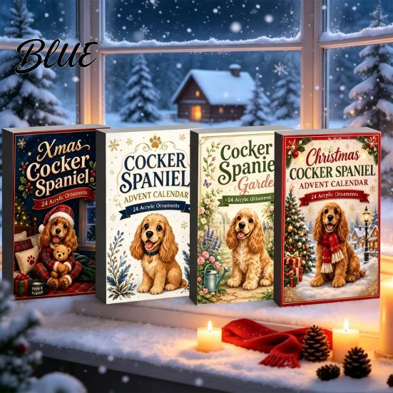 Decoraciones para Árbol de Navidad Calendarios de Adviento para Perros 2026 Calendario de Cuenta Atrás de 24 Días con Adorno de Caja de Regalo Estilo Retro Acrílico 2D Coleccionable