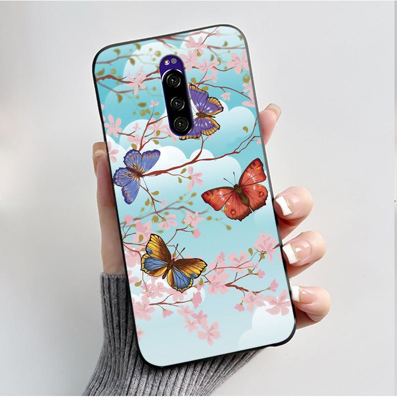 Printing Pattern Case For Sony Xperia 1 / Xperia XZ4 Funda Capa Soft Silicone Black Shell Cover Cute Flower Cartoon Casing Coque