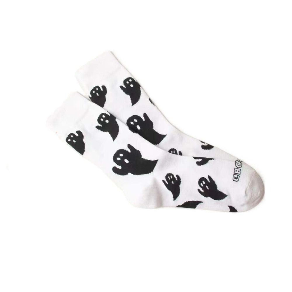 Streetwear Halloween Ghost Socks Cartoon Mid-Calf Socks Sweat Absorbent Socks Women  Students