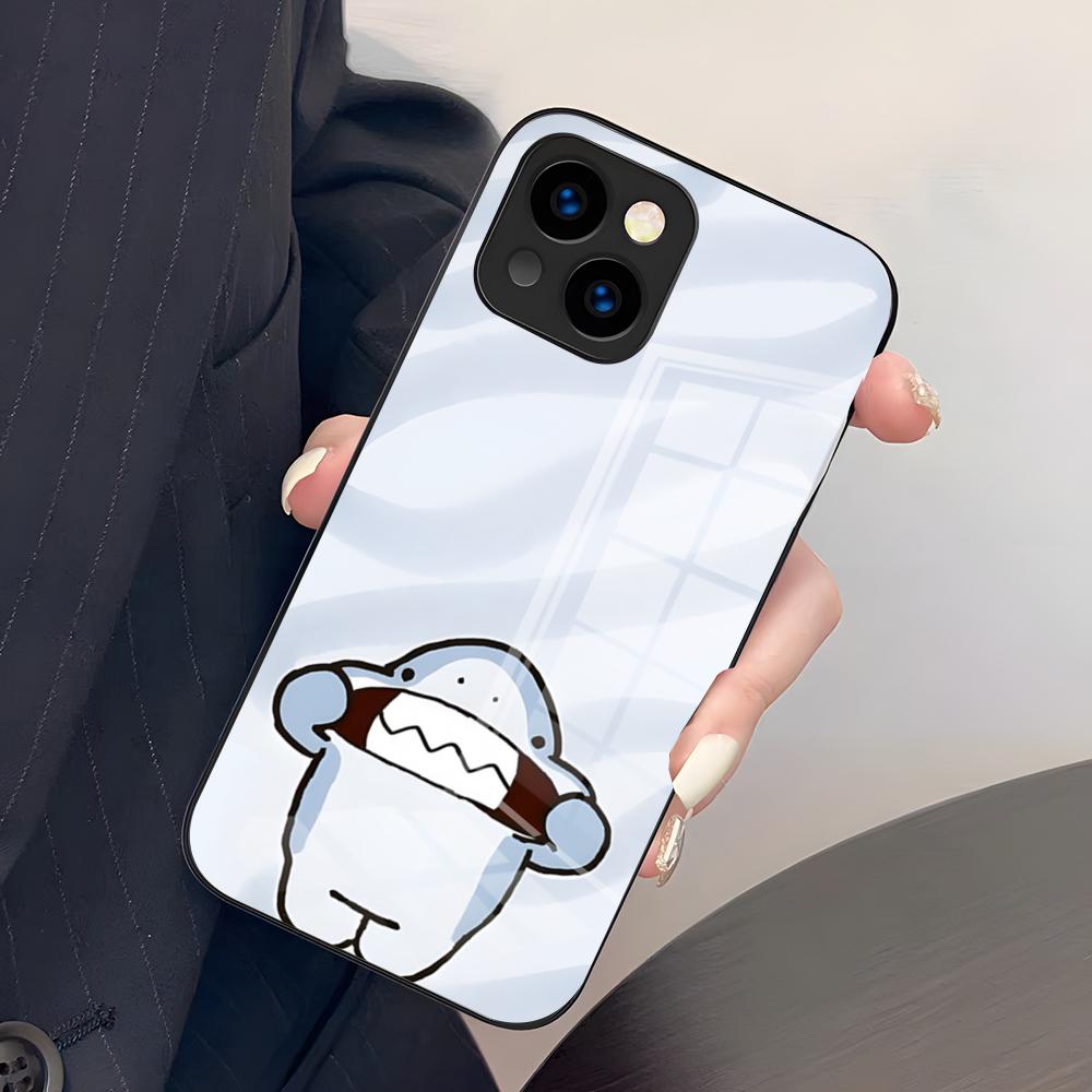 

Cute Anime Shark Phone Case For IPhone 17 Pro Max 15 Pro 16 14 Plus 12 13 Mini 11 Pro Shockproof Glass Cover iPhone11 ProMax