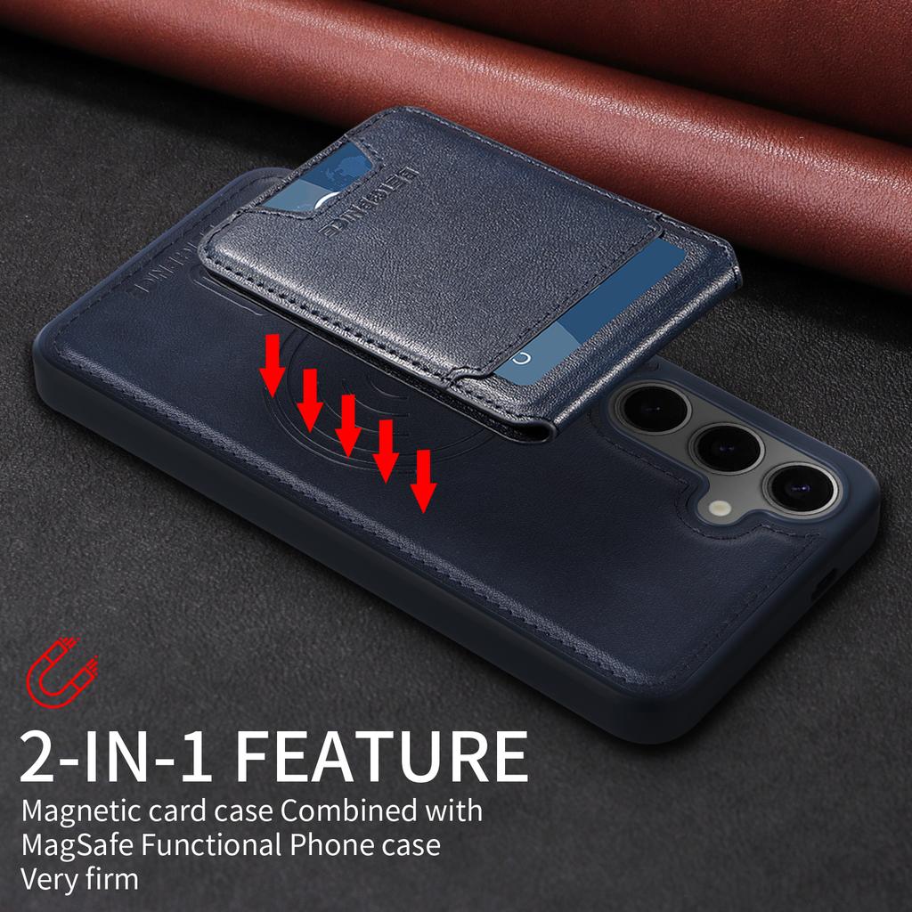 For Samsung Galaxy S24+ Magnetic Case BETOPNICE RFID Blocking Leather Phone Back Cover with Detachable Card Bag