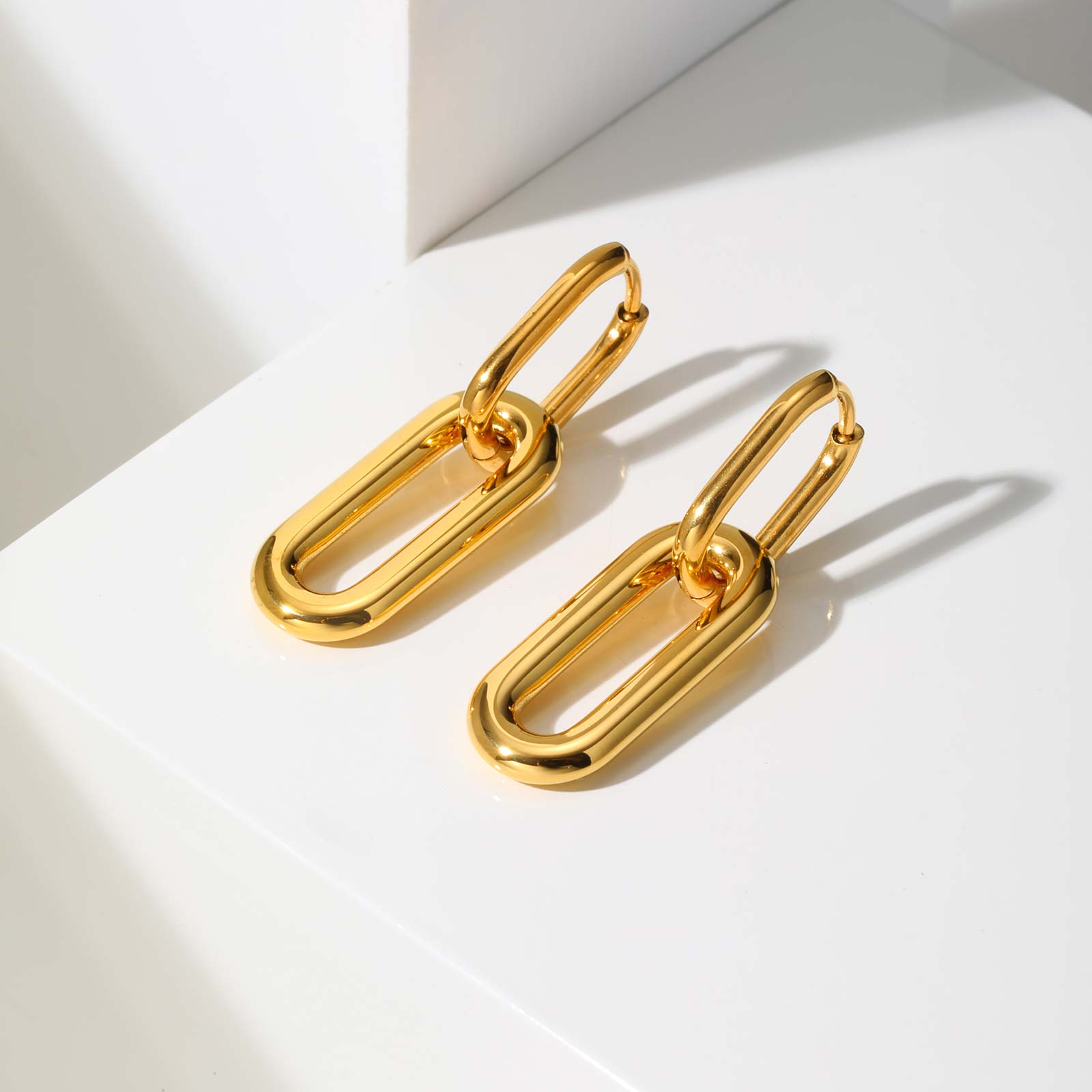 

Minimalist Stainless Steel Oval Earrings for Women,Gold Color High Quality Hoop Earrings,Punk Party Jewelry Gift