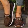 Modische Slip-On runde Zehenpartie dicke Absatz Loafer Damen Wildleder Leder Freizeitschuhe Große Größen Bequeme Flache Schuhe