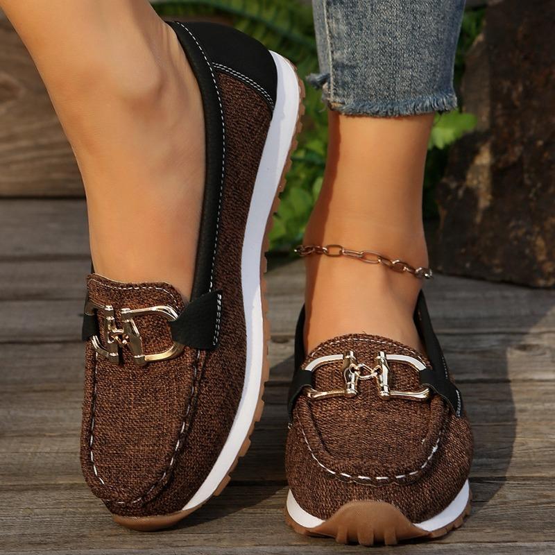 Modische Slip-On runde Zehenpartie dicke Absatz Loafer Damen Wildleder Leder Freizeitschuhe Große Größen Bequeme Flache Schuhe