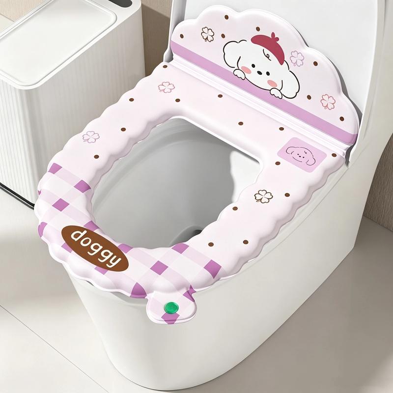 Cartoon Toilet Seat Protector With Backrest Non-Slip Waterproof Toilet Seat Cover Soft Reusable Toilet Seat Cushion Bathroom