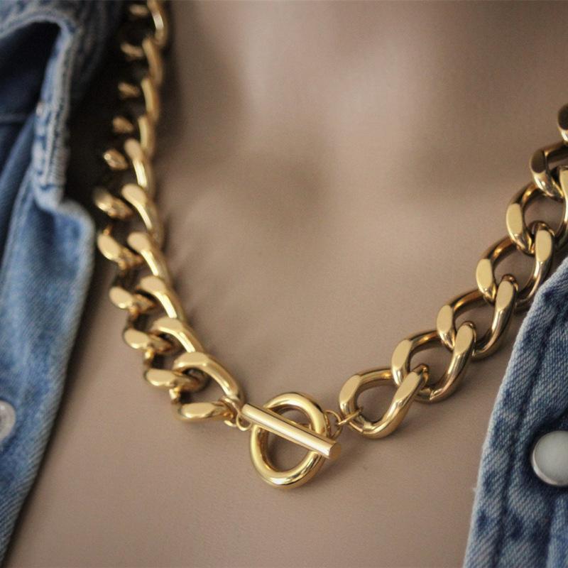 Personalized Punk Simple Ot Chain Gold Chain Women'S Neck Chain Thick Chain Necklace
