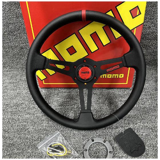 MOMO Momo Steering 13 inch 338mm Handle Car Modification Sports Steering Wheel Leather Red New