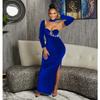 X6652 European & American Fashion Solid Color Women's Bandeau Evening Gown with Gloves
