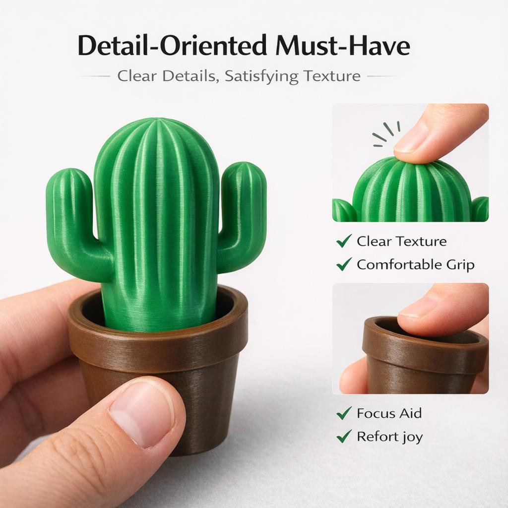 Mini Cactus Stress Relief Clicker Press Rebound Fidget Toy Desk Decor Portable 70mm