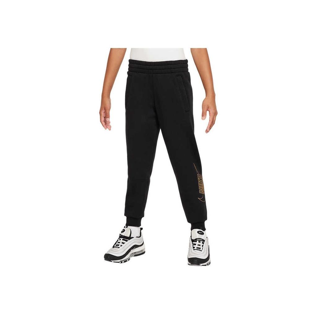 Nike Logo Print High-Waisted Pants Kids Bottoms Black FJ6167-010