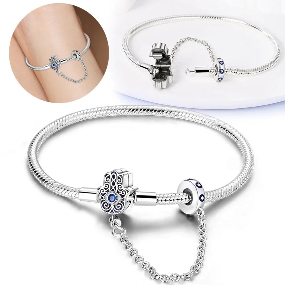 Sliver Bracelets Heart Lucky Eyes Bracelets Female Anniversary Party Fine Bracelets Bangles Jewellery Gifts for Women