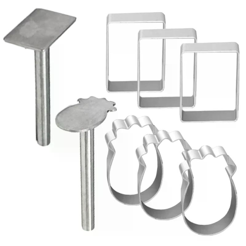 Rectangle Shape PineApple Cake Pie Biscuit Cutter Mold Stainless Steel Pulburon Molder With Pusher Cake Decorating Tools