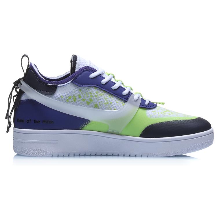 Li Ning CF Slip Resistant Cushioning Low Top Skateboard Shoes Men's White Blue AGCP293-3