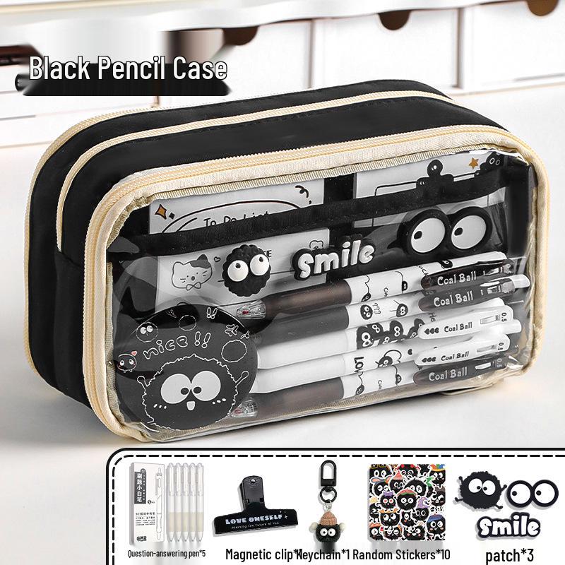 Upgraded Transparent Coal Ball Pencil Case - Stylish, High Capacity for Boys & Girls