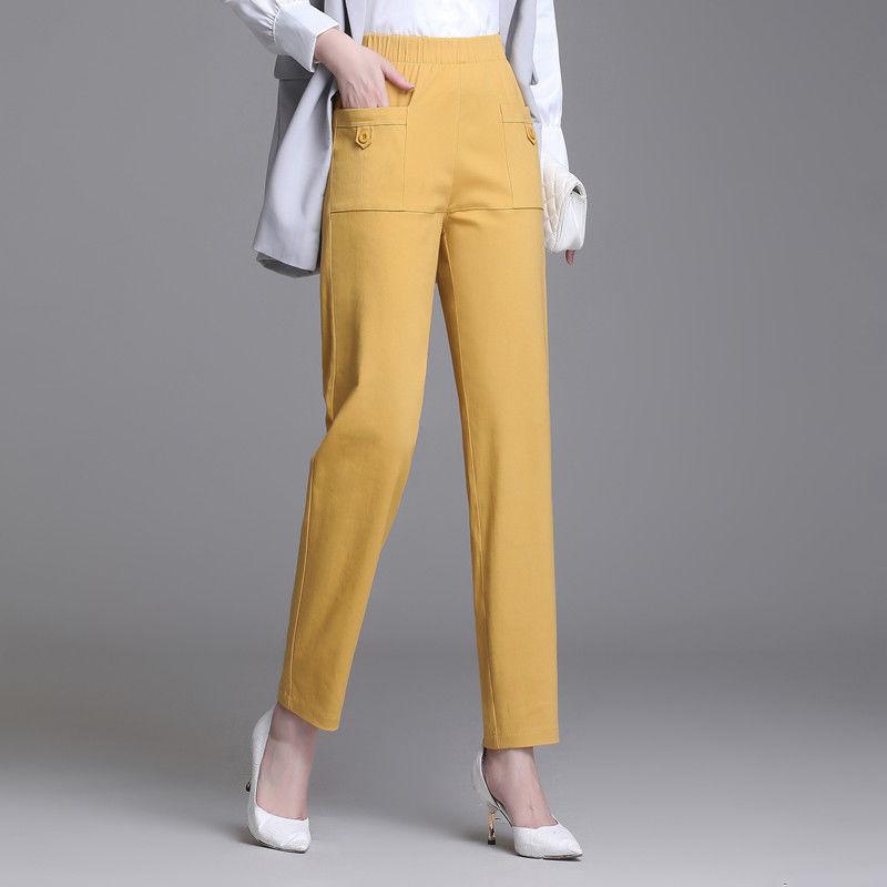 Spring Autumn Thin Office Lady Casual Pants Korean New Women Clothing Fashion Elastic High Waist Solid Loose Straight Trousers