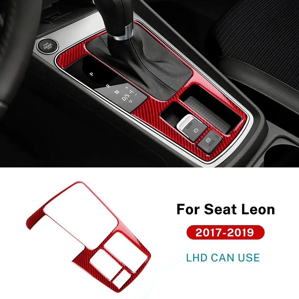 For SEAT Leon 2017 2018 Real Soft Carbon Fiber Sticker LHD RHD Car Gear Shift Inner Frame Panel Trim Interior Accessories