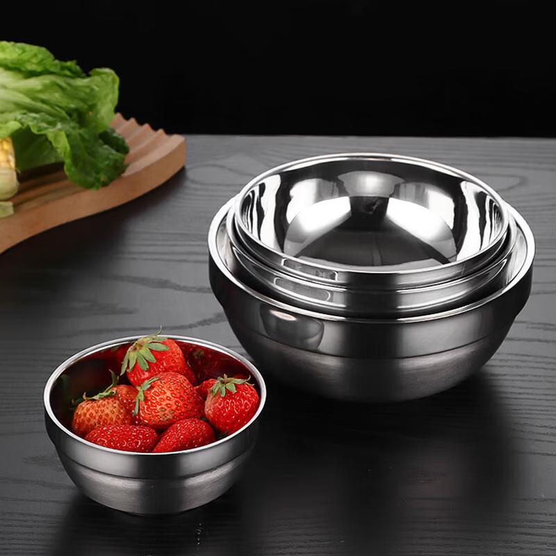 Qianshen 304 Stainless Steel Double-Layer Insulated Bowls (10-Pack)
