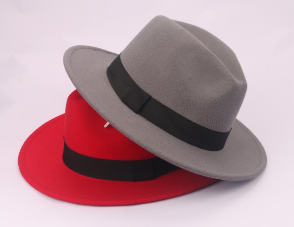 Retro Shanghai Fedora mit breiter Krempe: Unisex Frühling/Herbst Jazz Panama Hut in Wolloptik