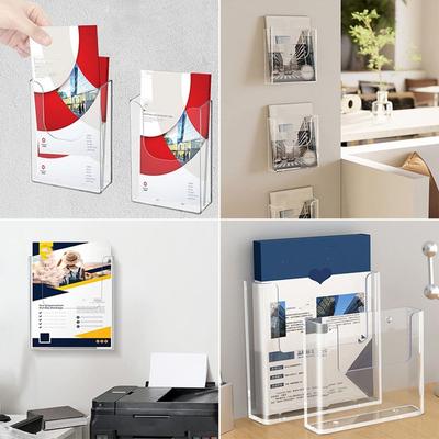 A4/A5 Wall-Mounted File Organizer Single Layer Transparent File Rack Plastic Shelf Document Folder Holder Data Display Rack