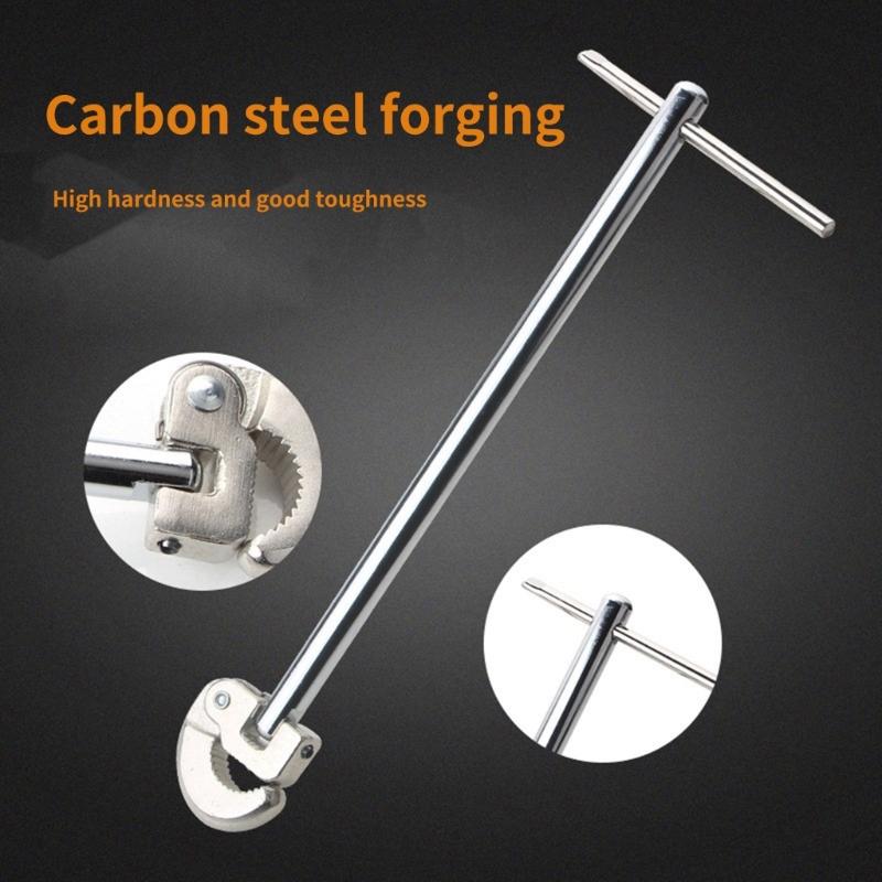 Telescopic Basin Wrench Carbon Steel Sink Faucet Plumbing Tool for Tight Space Kitchen Bathroom Installation Maintenance