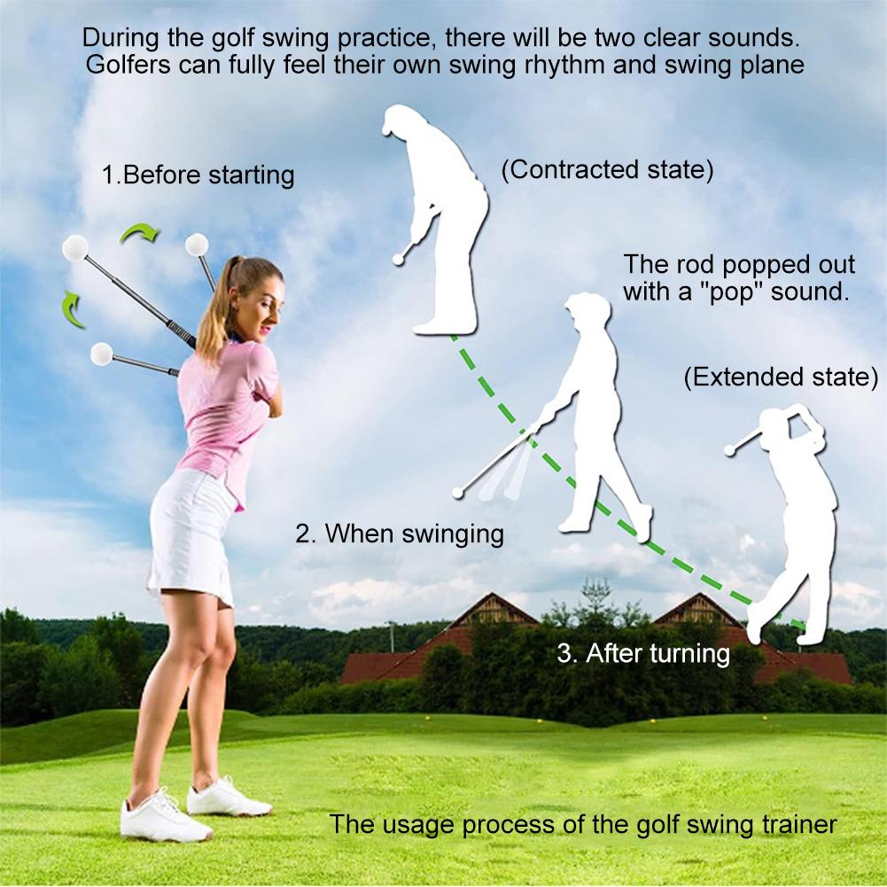 Telescopic Warm Up Golf Swing Trainer Telescopic Golf Club Golf Training Grip Correcting Gesturer Portable Training Aid