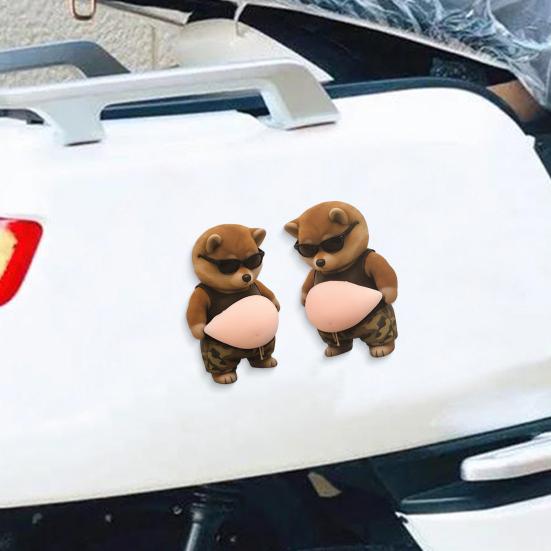 3D Pet Belly Sticker Soft Anti-Collision Sticker Cartoon Kitten/Puppy Decal with Big Belly Cute