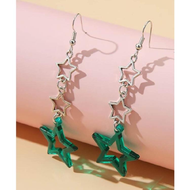 Long Star Fringe Dangle Earrings Party Sparkle Star Jewelry for Women Teen Girl