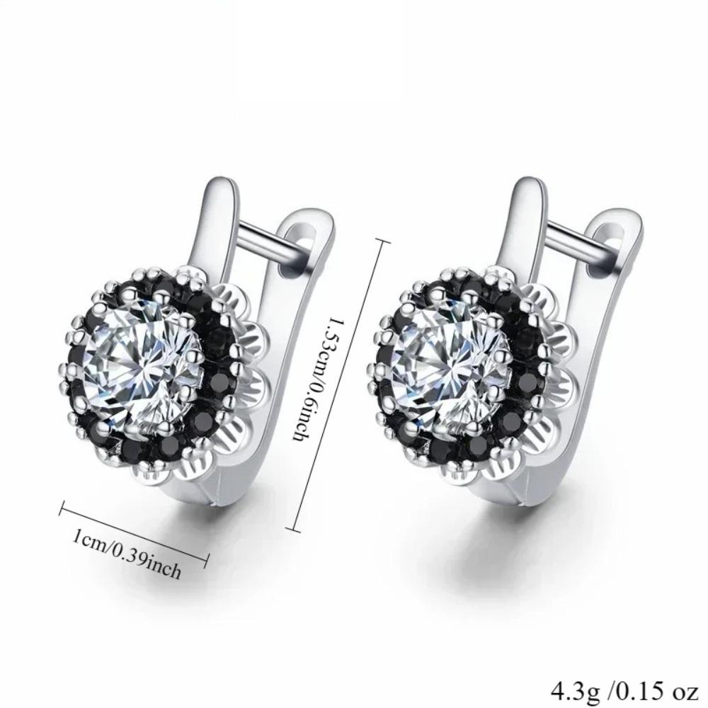 Brincos de argola de pedra preta branca