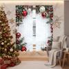 2 Stück Weihnachten Ornament Stechpalme Vorhänge Lichtfilternd Dekor Polyester Weihnachten Feiertag Fenster Haus Wohnzimmer Schlafzimmer Stangentasche