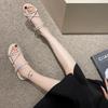 Sandals girl 2025 new women's cool slippers summer wear French fairy style flat-bottomed rhinestone sandals