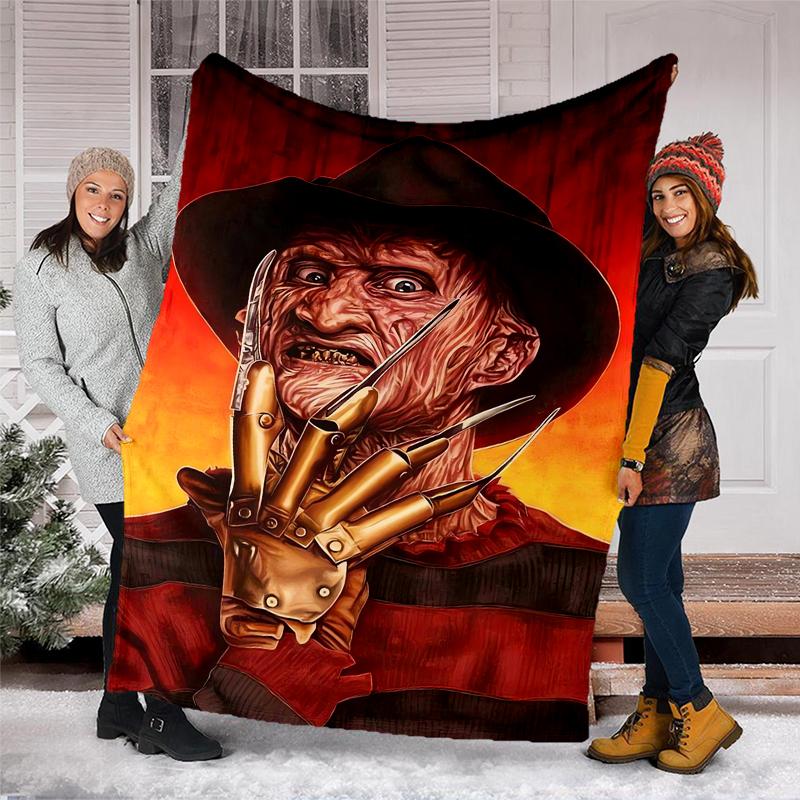 Coperta stampata a tema horror di Halloween - Perfetta per divano, letto, viaggi e uso all'aperto | Lavabile in lavatrice, accogliente e resistente.