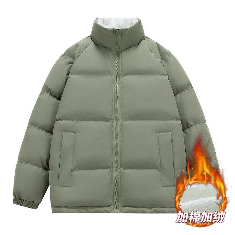 Padded Clothes Men's Autumn and Winter Velvet Thickened Padded Jackets Couple Brand Cold-proof Clothes Stand-up Collar Warm Padded Clothes Men's 