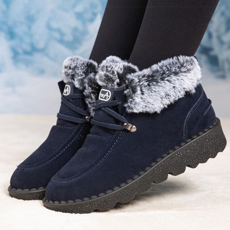 Boots  New Women's Winter Boots Snow Botas Mujer Low Heels Ankle Boots With Fur Warm Winter Footwear Female Fur Shoes Woman