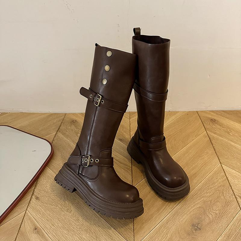 

Его можно сложить и носить дважды, но пряжка ремня не выше колена.. Детские 2025 осень и зима новые модные бу с толстой подошвой средней длины 40 коричневый