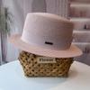 Flat Top Hat Women's Summer Vacation Seaside Panama Hat Flat Edge French Beach Hat Braided Sunshade Sunscreen Top Hat