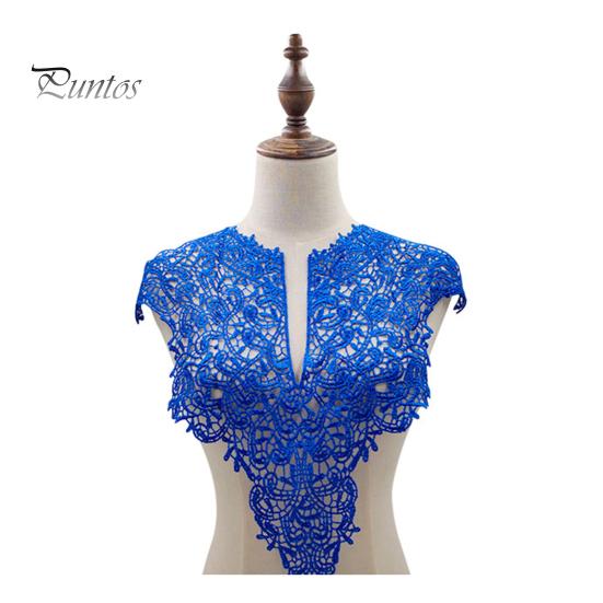 

Кружевной искусственный воротник, вышитый корсаж, полый дизайн, большие цветы, съемный передний/задний воротник, кружевная аппликация, женский шарм для швейного магазина A синий