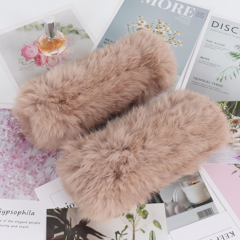 New Brand Women Real Natural Rabbit Fur Mittens Winter Warm Fluffy Lady Real Rabbit Fur Gloves Knitted Good Elastic Fur Glove