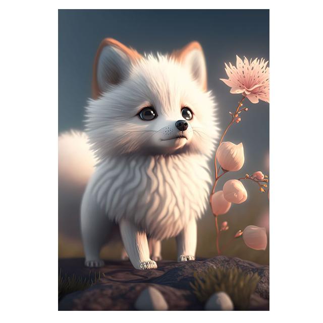 Animal Cute Baby Fox Pink Cartoon Prints Poster Canvas Painting Modern Wall Art Pictures For Living Room Bedroom Home Decoration