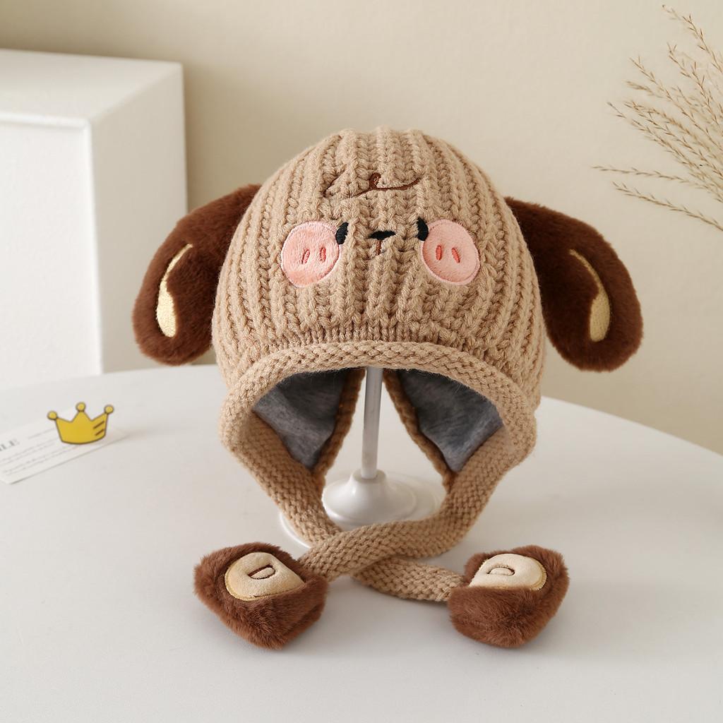 Baby Knit Hat Cute Dog Cartoon Kids Winter Warm Beanie For Children Children