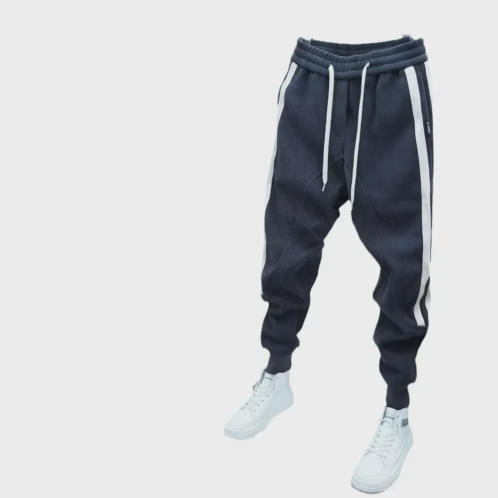 Pánské 2023 Podzim/Zima Volné Sportovní Tepláky se Širokými Nohavicemi se Sametem