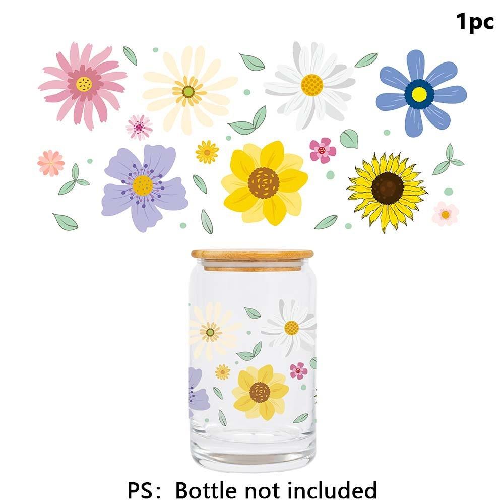 

Plant Theme Glass Drinking Mug With Crystal Transfer Decals For Gift And Party Decor Style 6