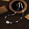 Natural Lapis Lazuli Beads Baroque Freshwater Pearl Necklace for Women Daily Banquet Vacation Retro Necklace Fashion Jewelry