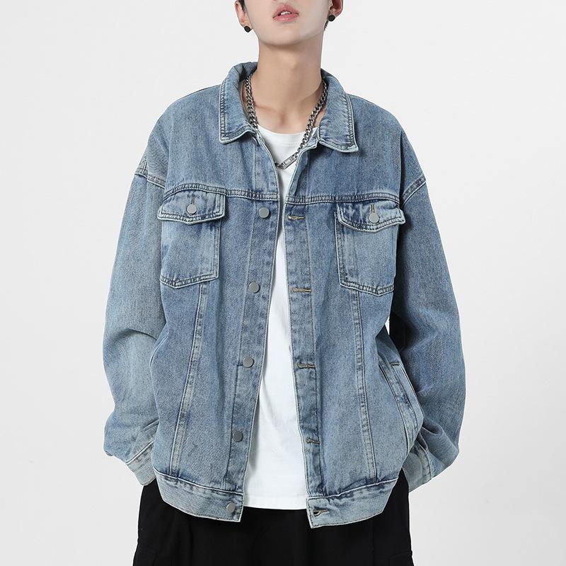 

Denim Jacket Men s Spring and Autumn Trend Brand ins Hong Kong Style Student Loose Spring Casual Tooling Jacket On Clothes M