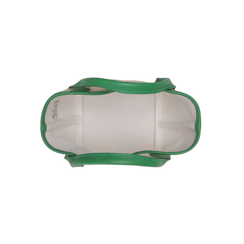 Longchamp Le Pliage Paris 15 Logo Brodé Bloc de Couleur Paille Mélange Lin Cuir Sac Bandoulière Dumpling Mini Sacs Femmes Kaki Vert 10162HYT129