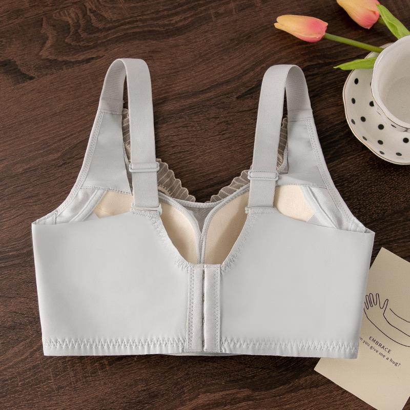 New Large Size Bra Gathered Full Cup Without Steel Ring Closed Pair of Breasts Big Chest Thin Vest Adjustment Type