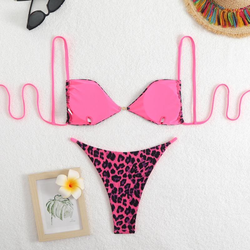 New Leopard Print Sexy Bikini Suspender Swimsuit Women's High-end Beach Hot Spring Swimsuit